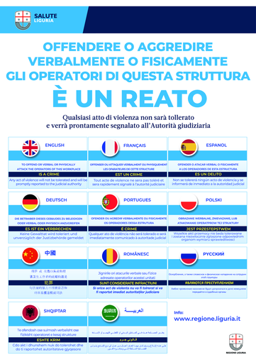 'Offendere o aggredire gli operatori è un reato', negli ospedali e ambulatori liguri arriva il messaggio contro la violenza