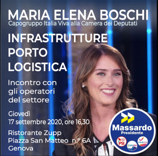 Maria Elena Boschi giovedì 17 settembre in visita a Genova e Casarza Ligure