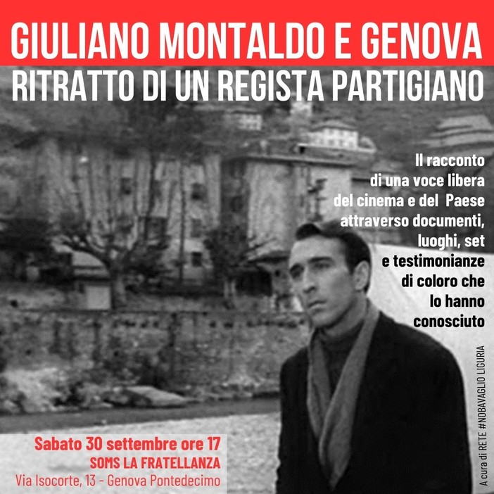 "Giuliano Montaldo e Genova, ritratto di un regista partigiano", sabato l'appuntamento a Pontedecimo "Giuliano Montaldo e Genova, ritratto di un regista partigiano", sabato l'appuntamento a Pontedecimo