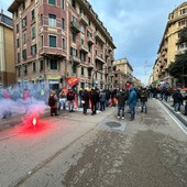 La partenza della manifestazione di questa mattina