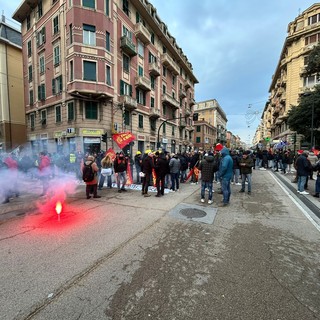 La partenza della manifestazione di questa mattina