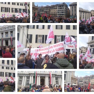 Tensione alle celebrazioni per il 25 Aprile a Genova, manifestanti no green pass e contro le armi in Ucraina in piazza Matteotti (Foto e Video)