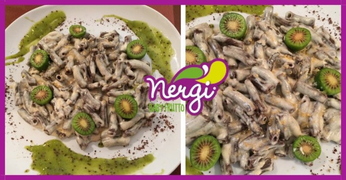 Mercoledì Veg: Maccheroncini al cacao Valrhona, ricotta di pecora Marsicana, tartufo nero e coulis di Nergi Mercoledì Veg: Maccheroncini al cacao Valrhona, ricotta di pecora Marsicana, tartufo nero e coulis di Nergi