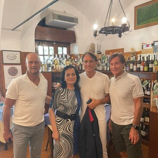Nervi, Mancini, Lombardo e Oriali a pranzo alla trattoria "La Ruota"