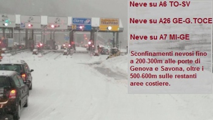 Meteo: possibili nevicate di forte intensità sulla A26 e A7