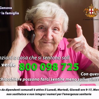 Anziani, un numero verde anti solitudine