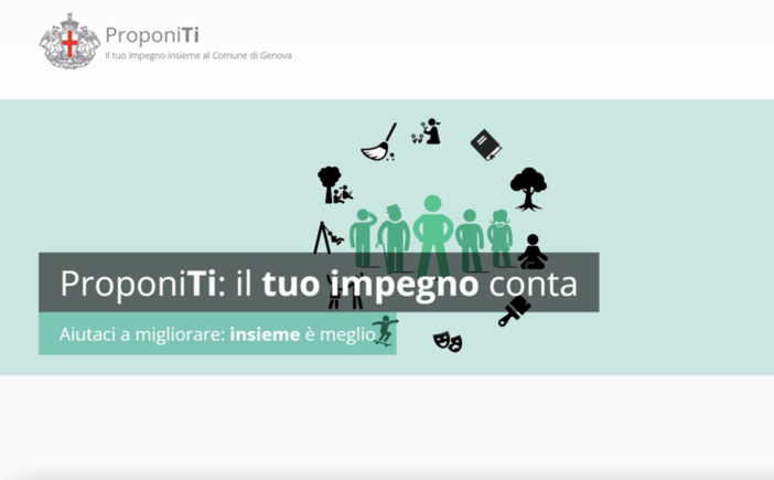 Parte "ProponiTi", la nuova piattaforma del Comune di Genova per i patti di collaborazione con i cittadini e la valorizzazione del bene pubblico Parte "ProponiTi", la nuova piattaforma del Comune di Genova per i patti di collaborazione con i cittadini e la valorizzazione del bene pubblico