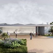Un render della stazione ferroviaria di Palmaro Un render della stazione ferroviaria di Palmaro