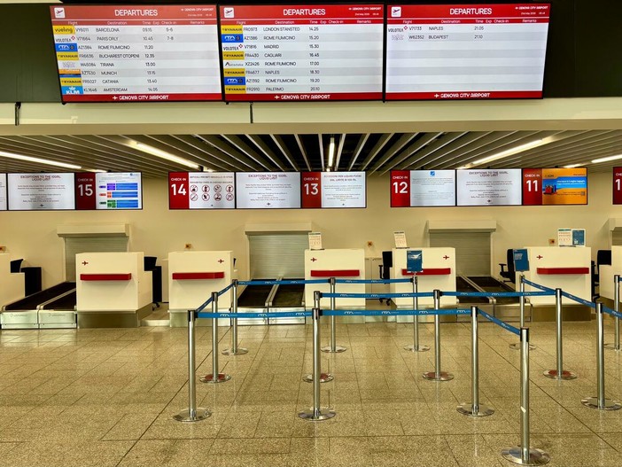 Aeroporto di Genova, operativi da oggi i primi 9 nuovi check-in