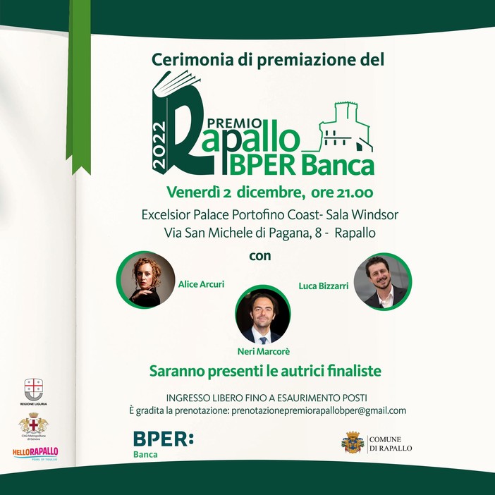 Premio Rapallo BPER Banca, venerdì 2 dicembre la premiazione finale con Alice Arcuri e Neri Marcorè