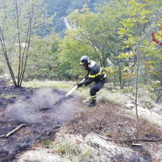 Bogliasco: bosco va a fuoco, i pompieri spengono a mano l'incendio