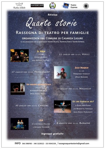 Torna "Quante storie", la rassegna di teatro per tutti nelle frazioni del levante genovese