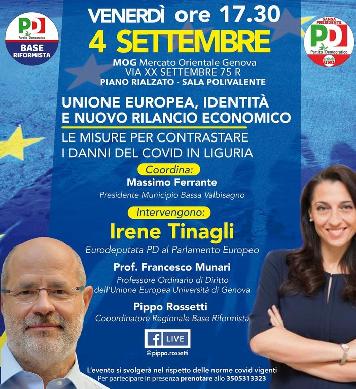 Venerdì 4 settembre alle 17.30 in scena il dibattito sui fondi europei con Irene Tinagli insieme a Pippo Rossetti e Francesco Munari