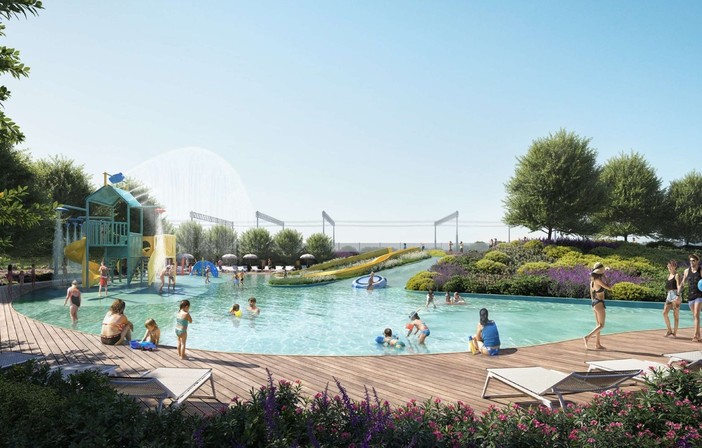 Un render di come sarà il parco acquatico sulla Fascia di Rispetto di Pra'