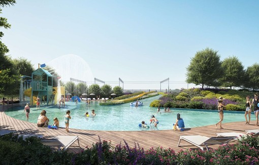 Un render di come sarà il parco acquatico sulla Fascia di Rispetto di Pra'