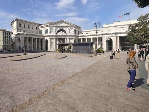 Un render di come diventerà piazza Acquaverde alla fine del progetto in attuazione