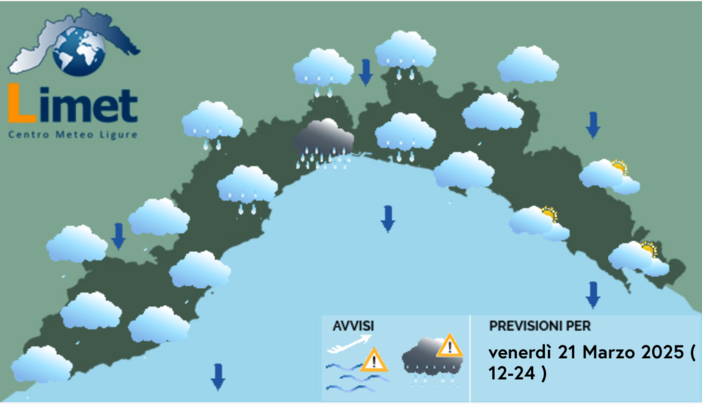 Meteo, al mattino cielo nuvoloso o molto nuvoloso su quasi tutta la Regione