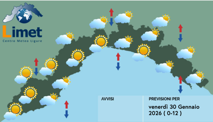 Meteo, cielo variabile su tutta la Liguria: possibili piovaschi in serata sul levante