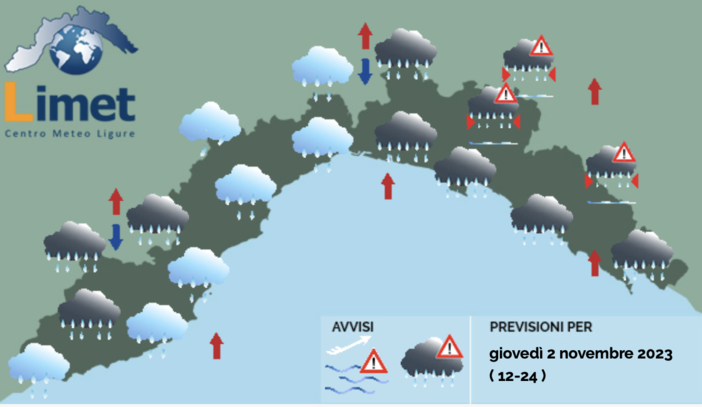 Meteo, dalle 6 è di nuovo allerta sulla Liguria: piogge e venti di burrasca Meteo, dalle 6 è di nuovo allerta sulla Liguria: piogge e venti di burrasca