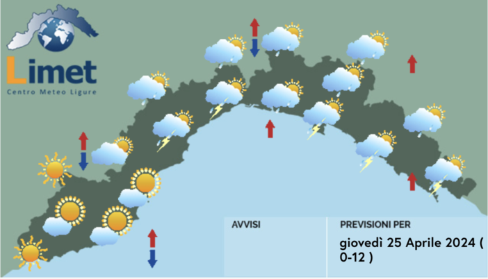 Meteo, 25 aprile con cielo variabile e possibili precipitazioni alternate a schiarite