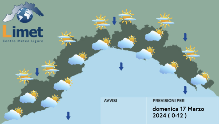 Meteo, molta nuvolosità su tutta la Liguria