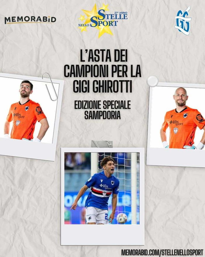 La Sampdoria al fianco di Stelle nello Sport per la Fondazione Gigi Ghirotti con le maglie di Pafundi, Ghidotti e Ravaglia
