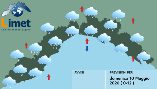 Meteo, cielo coperto e piogge deboli su tutta la Liguria