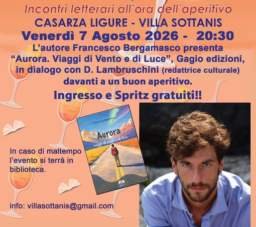 SpritzZiamo Cultura a Casarza Ligure: a Villa Sottanis arrivano i "Viaggi di Vento e di Luce" di Francesco Bergamasco SpritzZiamo Cultura a Casarza Ligure: a Villa Sottanis arrivano i "Viaggi di Vento e di Luce" di Francesco Bergamasco