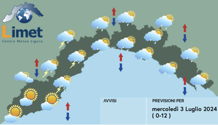 Meteo, dal mattino possibili rovesci temporaleschi potranno interessare la Liguria Meteo, dal mattino possibili rovesci temporaleschi potranno interessare la Liguria