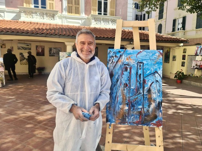Sergio Giusto dona un’opera d’arte alla Croce Bianca di Albenga: “Doveroso fare qualcosa per chi c’è sempre per noi” (FOTO e VIDEO)