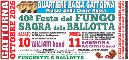 Gattorna festeggia i quarant’anni della Festa del Fungo e della Sagra della Ballotta: il programma del weekend Gattorna festeggia i quarant’anni della Festa del Fungo e della Sagra della Ballotta: il programma del weekend