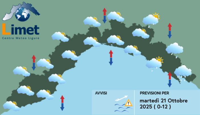 Meteo, al mattino possibili deboli piovaschi localizzati sul Levante della regione Meteo, al mattino possibili deboli piovaschi localizzati sul Levante della regione