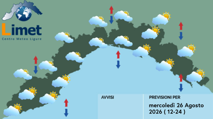 Meteo, mattinata nuvolosa con possibili rovesci sul centro della Liguria Meteo, mattinata nuvolosa con possibili rovesci sul centro della Liguria