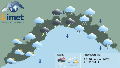 Meteo, domenica di allerta sulla Liguria: previste precipitazioni intense e abbondanti