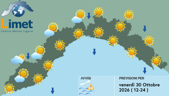 Meteo, al mattino banchi di nubi irregolari sul Ponente ma senza precipitazioni Meteo, al mattino banchi di nubi irregolari sul Ponente ma senza precipitazioni