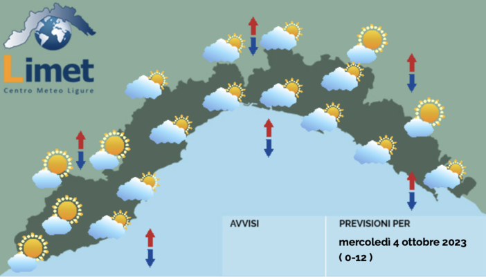Meteo Liguria, mattinata nuvolosa su gran parte della regione