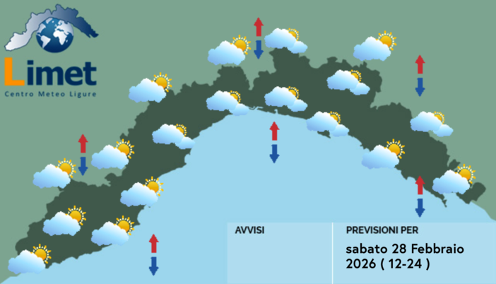 Meteo, cielo nuvoloso su gran parte della Liguria