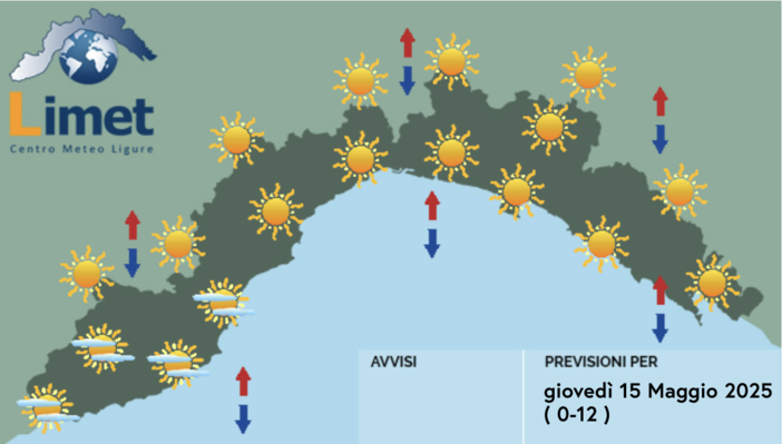 Meteo, giornata prevalentemente soleggiata sulla Liguria