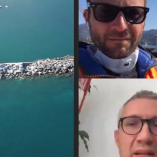 Santa Margherita Ligure, il coronavirus non ferma il cantiere di lavori in porto (VIDEO)