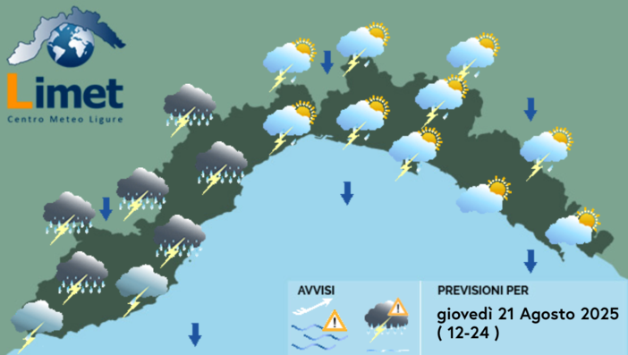Meteo, temporali sparsi su tutta la Liguria: rischio grandine di piccole-medie dimensioni