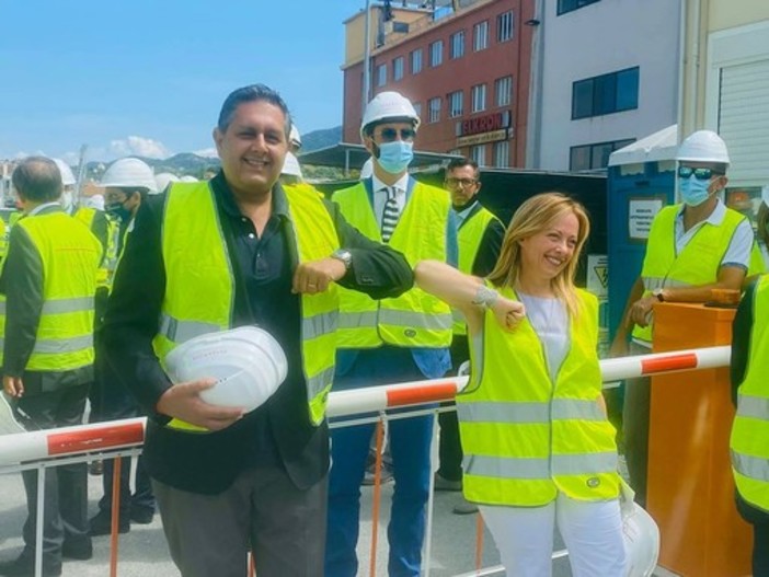 Giorgia Meloni a Genova per visitare il nuovo ponte sul Polcevera