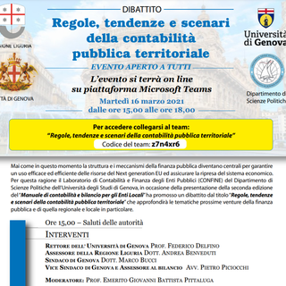 Università di Genova: regole, tendenze e scenari della contabilità pubblica territoriale