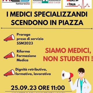 Medici specializzandi in piazza a Roma il 25 settembre &quot;per una dignità lavorativa, retributiva e formativa&quot;