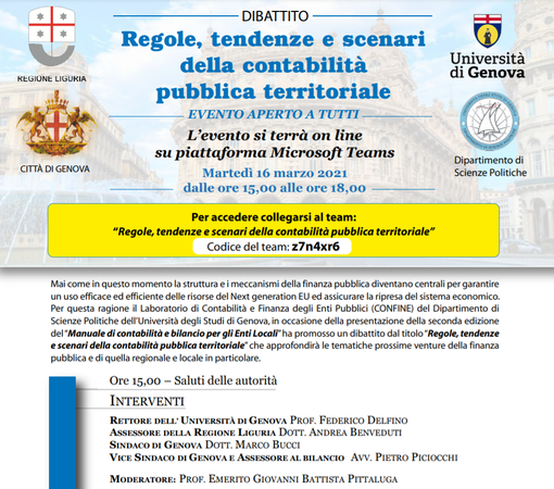 Università di Genova: regole, tendenze e scenari della contabilità pubblica territoriale