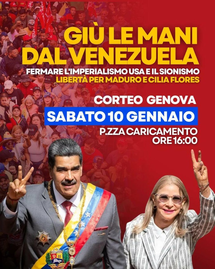 “Giù le mani dal Venezuela”, sabato nuovo presidio in piazza Caricamento