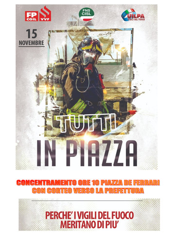 Domani vigili del fuoco in sciopero e manifestazione in piazza De Ferrari