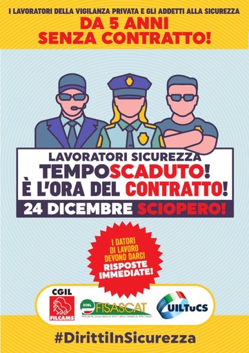 Vigilanza privata e servizi di sicurezza: sciopero la vigilia di Natale