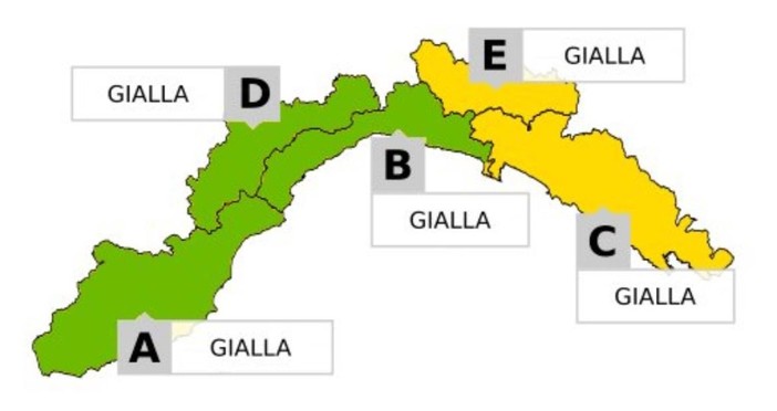 Maltempo in Liguria, allerta gialla da mezzanotte alle 14 di domani