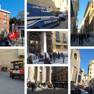 Un trolley sospetto e una telefonata anonima fanno scattare due allarmi bomba nella sede della Cgil e davanti al liceo Colombo (FOTO e VIDEO)