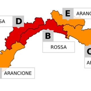 Confermata l'allerta rossa nel centro della Liguria (zone B e D) dalle 20 di stasera: domani 21 ottobre scuole chiuse nelle zone "rosse"